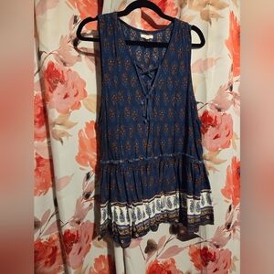 Maurices Blue and White Patterned Tank Top